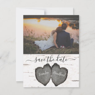 Carte De Remerciements Rustic Wood Hearts Aspen photo Enregistrer la cart