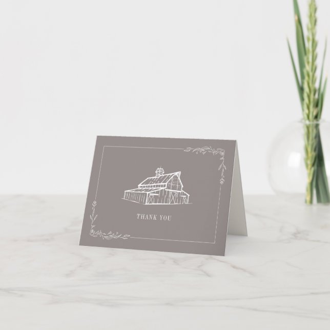 Carte De Remerciements Rustique Amethyst Gris Grange Mariage de ferme (Devant)