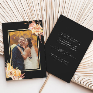 Carte De Remerciements Rustique Automne Floral Aquarelle Mariage Photo no