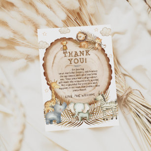Carte De Remerciements Rustique Bohème Safari Animaux Baby Shower