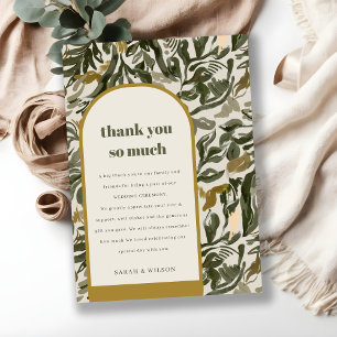 Carte De Remerciements Rustique Boho Retro Arch Mariage botanique vert