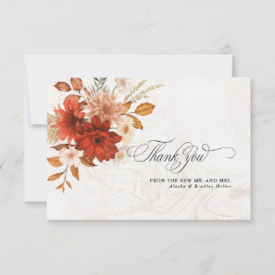 Carte De Remerciements Rustique Burnt Orange Terracotta Élégant Mariage