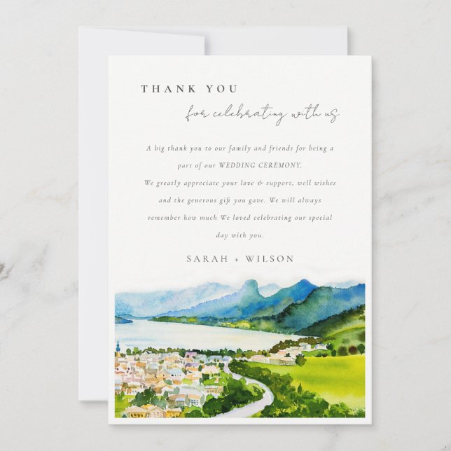 Carte De Remerciements Rustique Campagne Lake Village Mariage paysager (Devant)