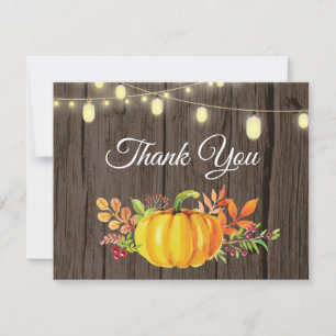 Carte de remerciements rustique d'automne de