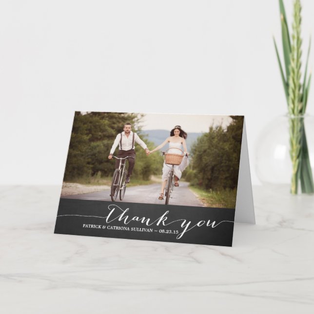 Carte de remerciements rustique de mariage de (Devant)