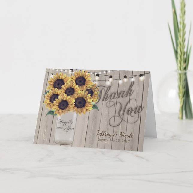 Carte de remerciements rustique de mariage de pot (Devant)