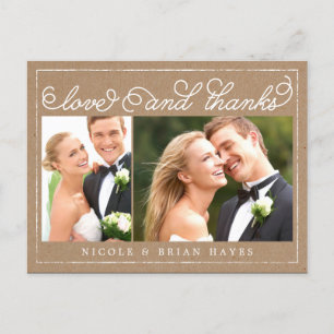 Carte de remerciements rustique de Mariage frontal