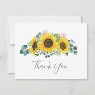 Carte de remerciements rustique de tournesol Eucal
