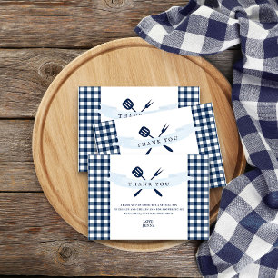 Carte De Remerciements Rustique Ferme Marine Bleu Plaid Fête des mariées 