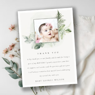 Carte De Remerciements Rustique Green Eucalyptus Fern Foliage Photo Baptê