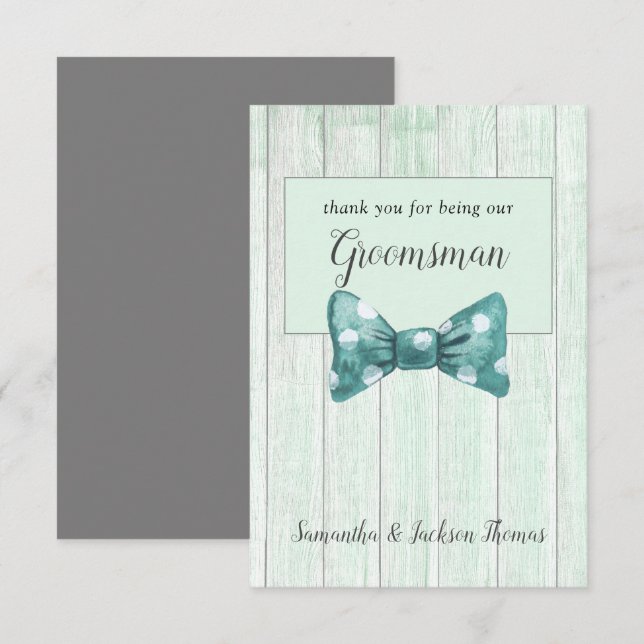 Carte de remerciements rustique Groomsman (Devant / Derrière)