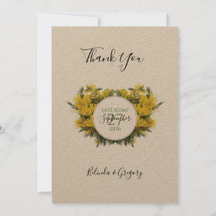 Carte De Remerciements Rustique Mariage Acacia Wattle