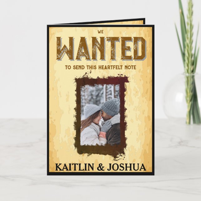 Carte De Remerciements Rustique Mariage occidental 🤠 Charme de pays (Devant)