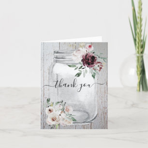 Carte De Remerciements Rustique Mason Jar Floral