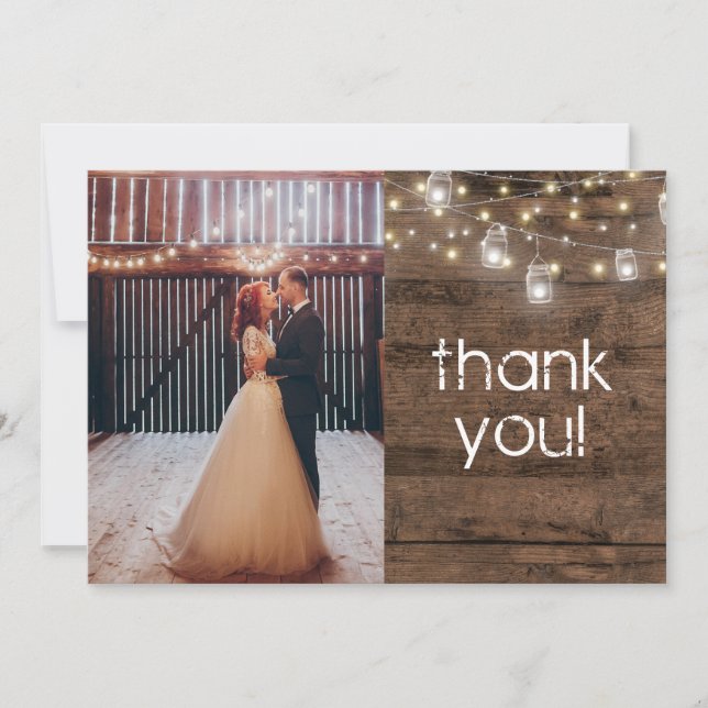 Carte De Remerciements Rustique Mason Jar Lights moderne (Devant)