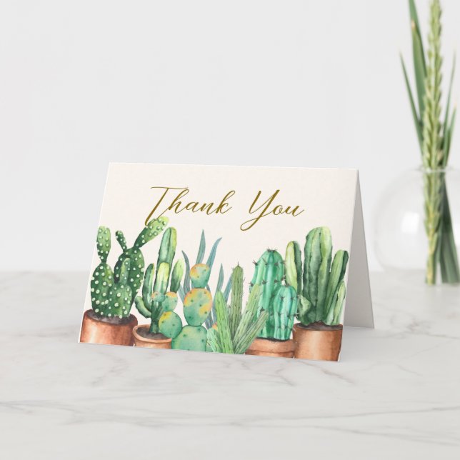 Carte De Remerciements Rustique moderne Désert Cactus Baby shower de jard (Devant)
