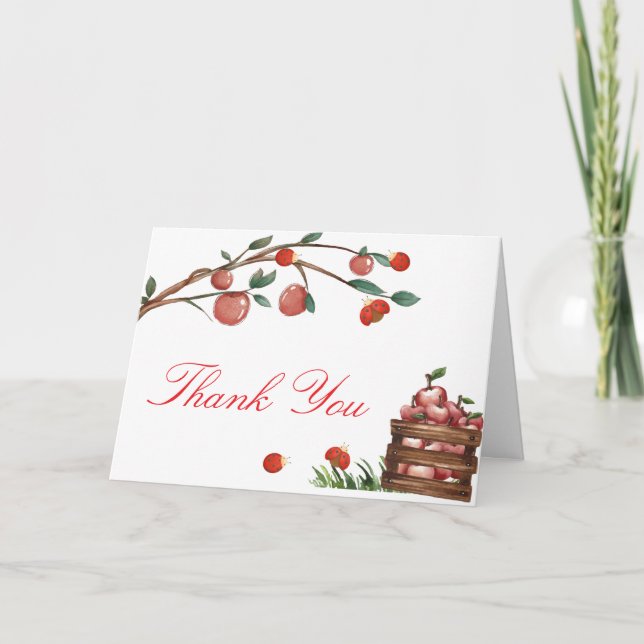 Carte De Remerciements Rustique moderne Ladybug Apple Baby shower fille (Devant)