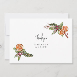 Carte De Remerciements Rustique Noël vert Mariage épice