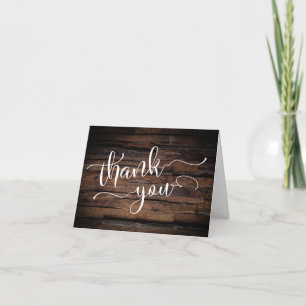 Carte De Remerciements Rustique Patiné Brown de typographie Mariage