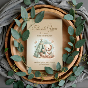 Carte De Remerciements Rustique Petit Aventurier Teddy Ours Bébé
