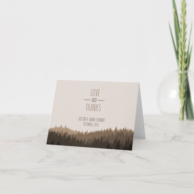 Carte de remerciements rustique pour un mariage de (Devant)