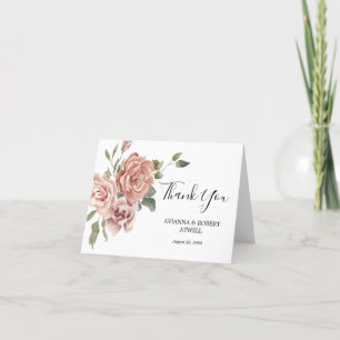 Carte De Remerciements Rustique Rose Dusty Joli Mariage d'écriture que