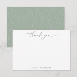 Carte De Remerciements Rustique Sage Green Botanique Personnalisé Nom du 