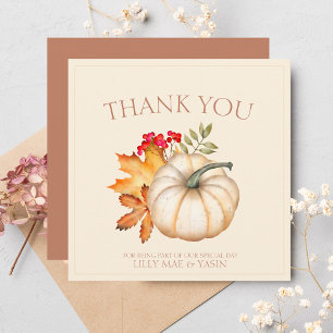Carte De Remerciements Rustique Terracotta Automne Citrouille Mariage