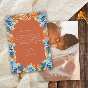 Carte De Remerciements Rustique Terracotta Marine Bleu Et Rouille Mariage