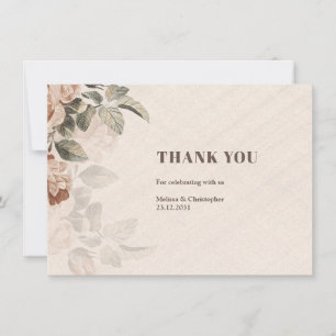 Carte De Remerciements Rustique terre cuite fleurie sauge Mariage