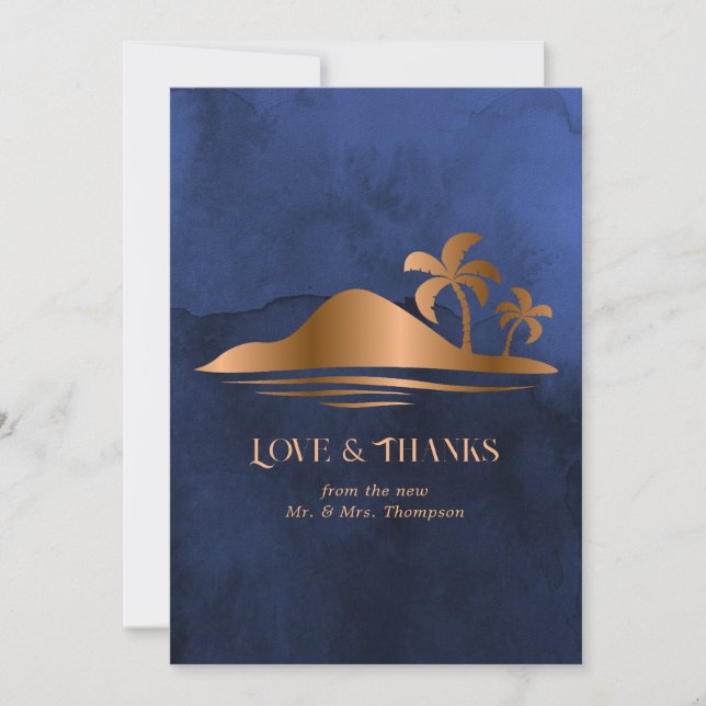 Carte De Remerciements Rustique Tropical Mystic Island Mariage (Devant)