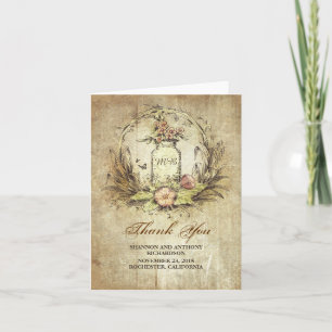 carte de remerciements rustique vintage de mariage