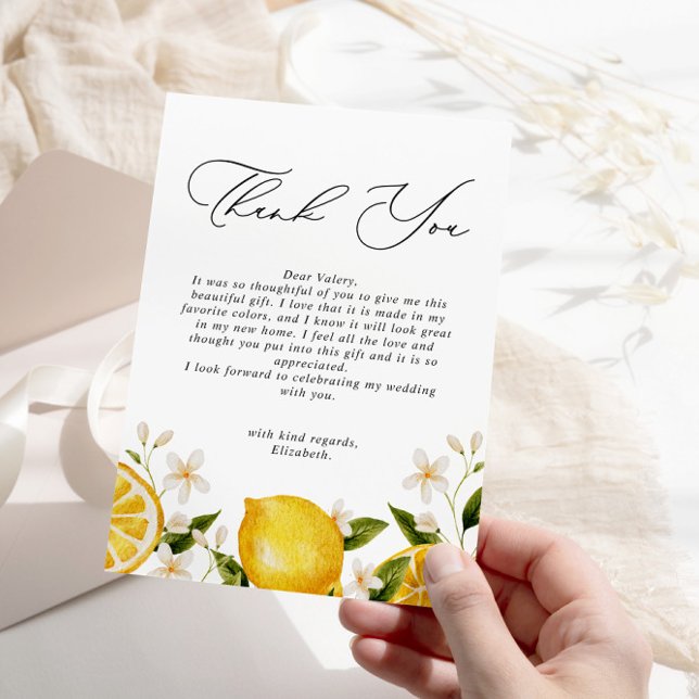 Carte De Remerciements Sa fête de mariage au citron (Créateur téléchargé)