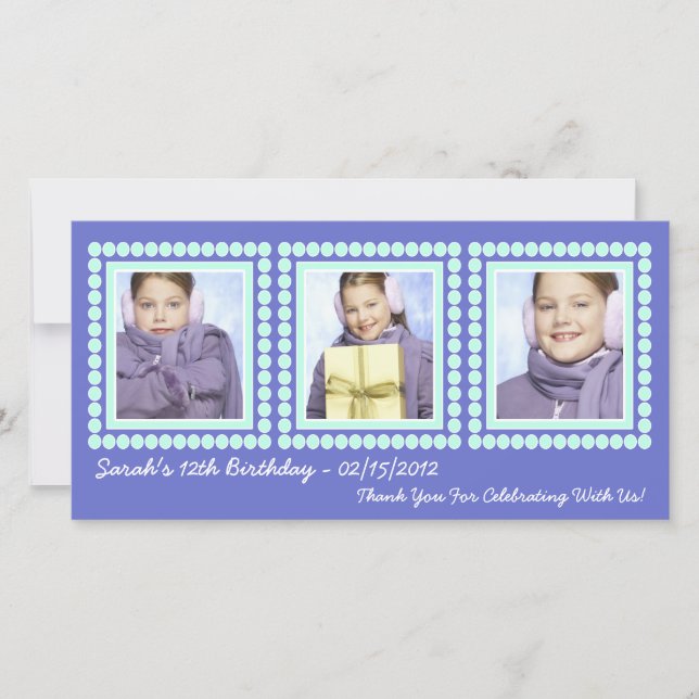 Carte De Remerciements Sa photo dans la diva pourpre d'anniversaire de (Devant)