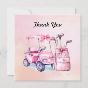 Carte De Remerciements Sac de golf en rose Thème pour fille