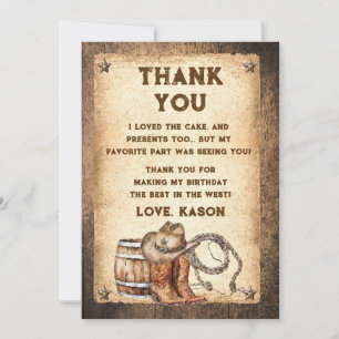 Carte De Remerciements Saddup Country Western Cowboy