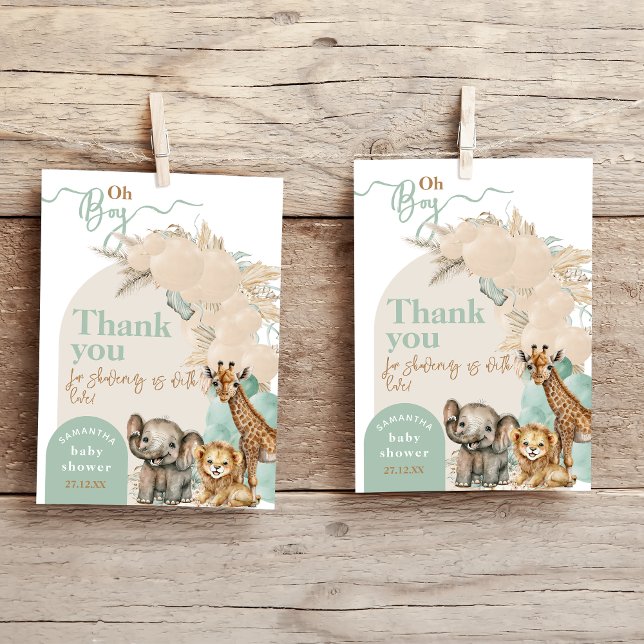 Carte De Remerciements Safari animal Boho Oh Boy Baby shower (Créateur téléchargé)