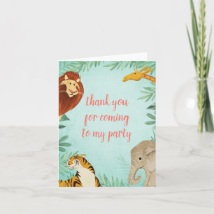 Carte De Remerciements Safari Animal Jungle Anniversaire de enfant Party 
