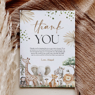 Carte De Remerciements Safari Animals Gender Neutral Baby Shower