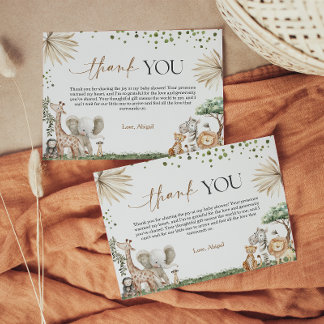 Carte De Remerciements Safari Animals Gender Neutral Baby Shower Thank Yo