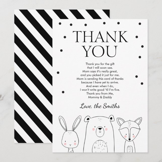 Carte de remerciements Safari Animaux Baby shower  (Devant / Derrière)