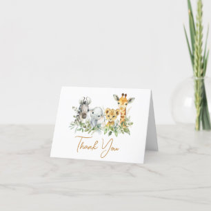 Carte De Remerciements Safari Animaux Petit Baby shower sauvage