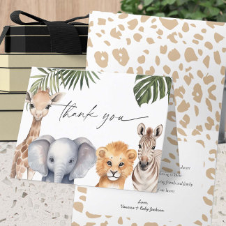 Carte De Remerciements Safari Baby Animals Wild One Baby Boy Douche