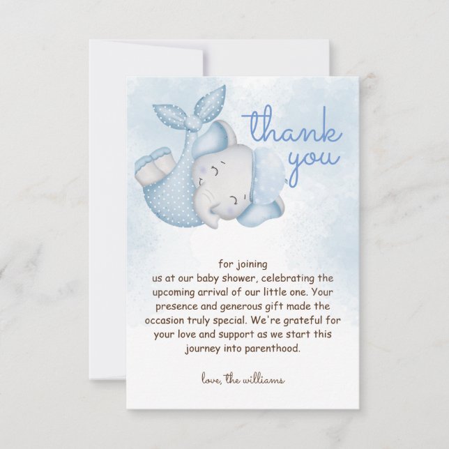 Carte De Remerciements Safari éléphant bébé douche (Devant)