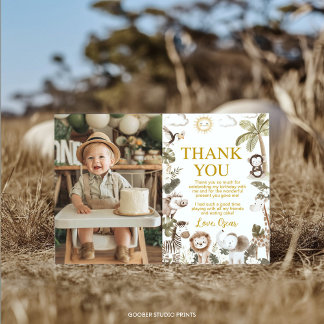 Carte De Remerciements Safari Jungle Animals Birthday Party Photo