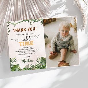 Carte De Remerciements Safari tropical photo de fête d'anniversaire