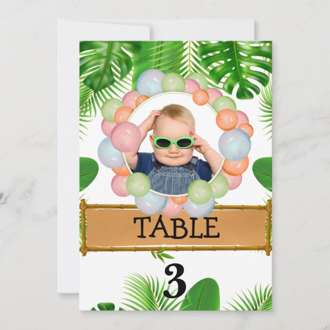 Carte De Remerciements Safari Wild One Birthday PHOTO Numéro de tableau (Devant)