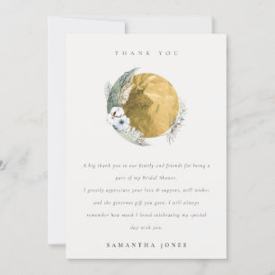 Carte De Remerciements Saga Boho Or Vert Couronne Florale Shower de Maria