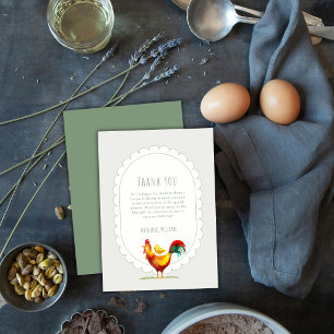 Carte De Remerciements Sage Boho Cottagecore Coq Poussin Baby Shower