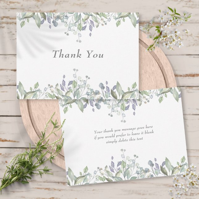 Carte De Remerciements Sage et Lilac Campagne Verdure (Sage and Lilac Country Greenery Thank You Card)
